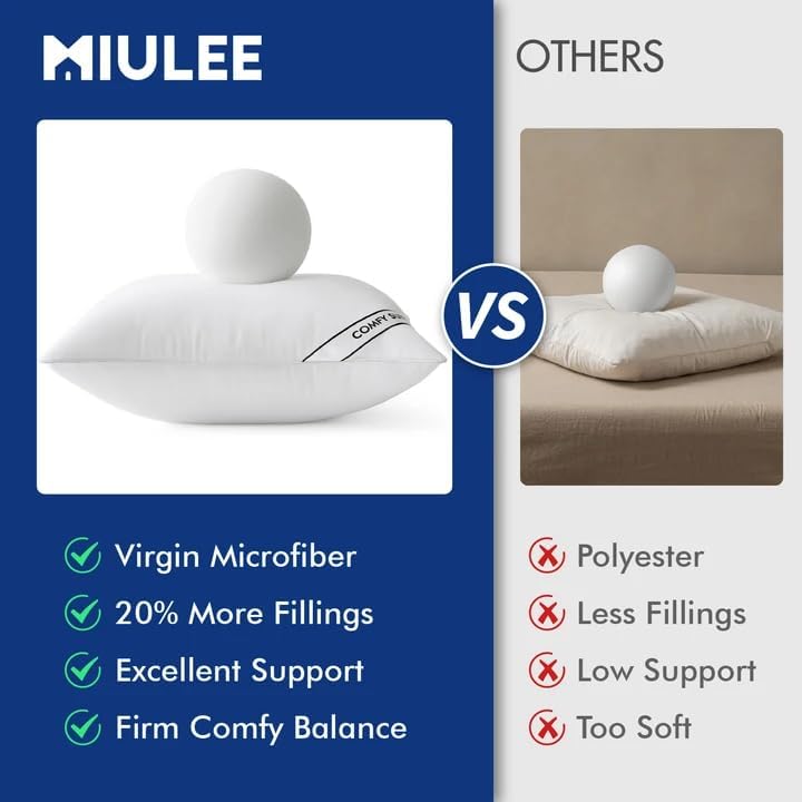 MIULEE 26x26 Pillows Inserts Pack of 2, Down Alternative Virgin Filling